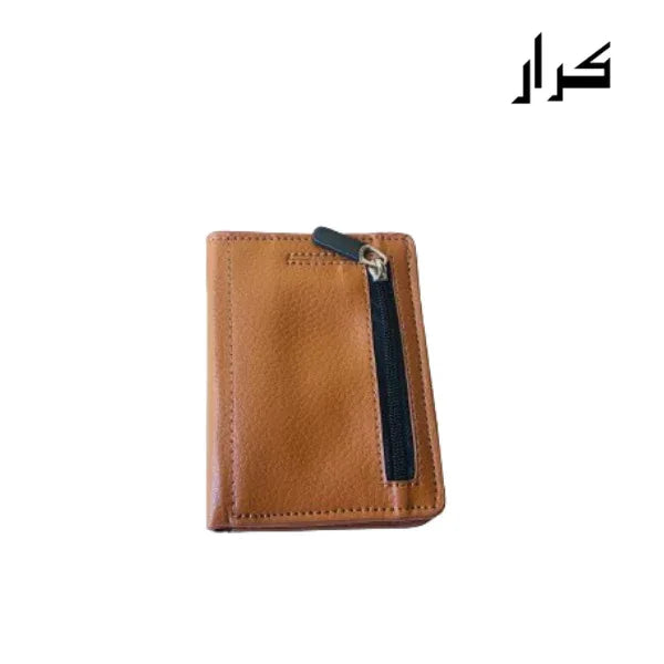 PU Bifold Leather Wallet & Pop up card holder with Coin Zipper - Karar.Shop