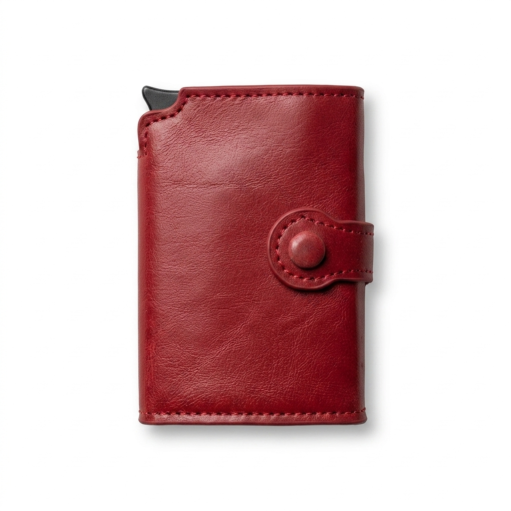 Popup strap wallet brown Pakistan cards fanned