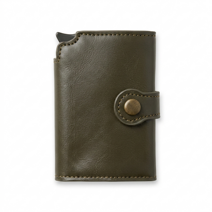 Popup strap wallet dark coffee Pakistan front view