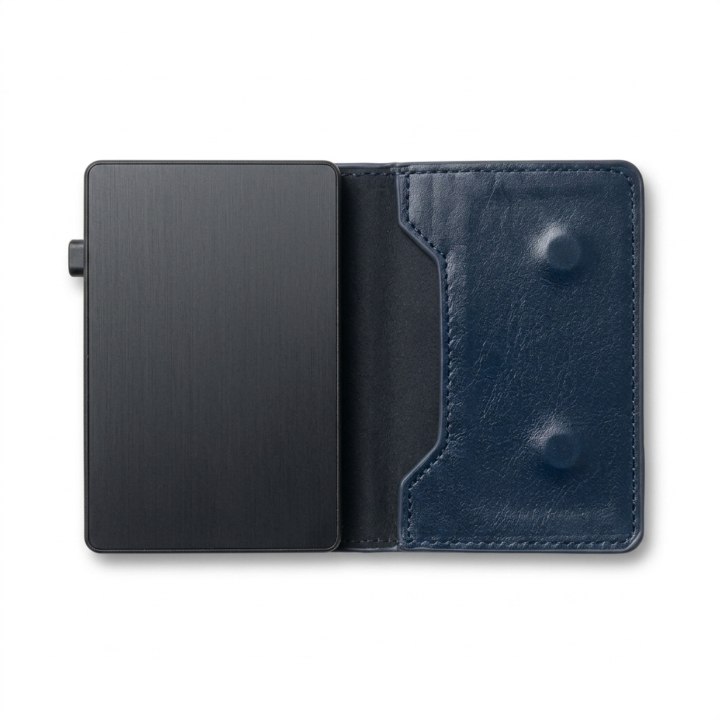 Prestige leather card wallet Pakistan navy front view